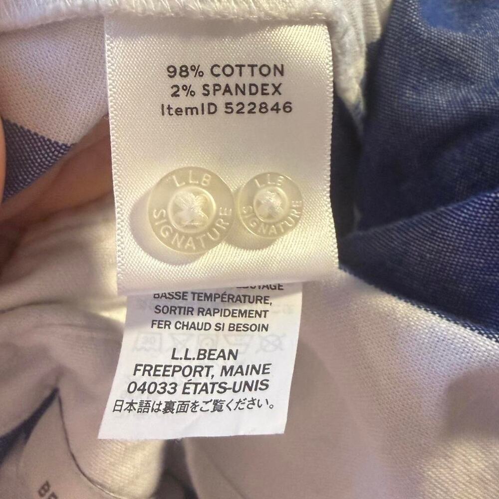 LL Bean Signature Boyfriend Blue & White Striped Oxford Shirt - Picture 7 of 7